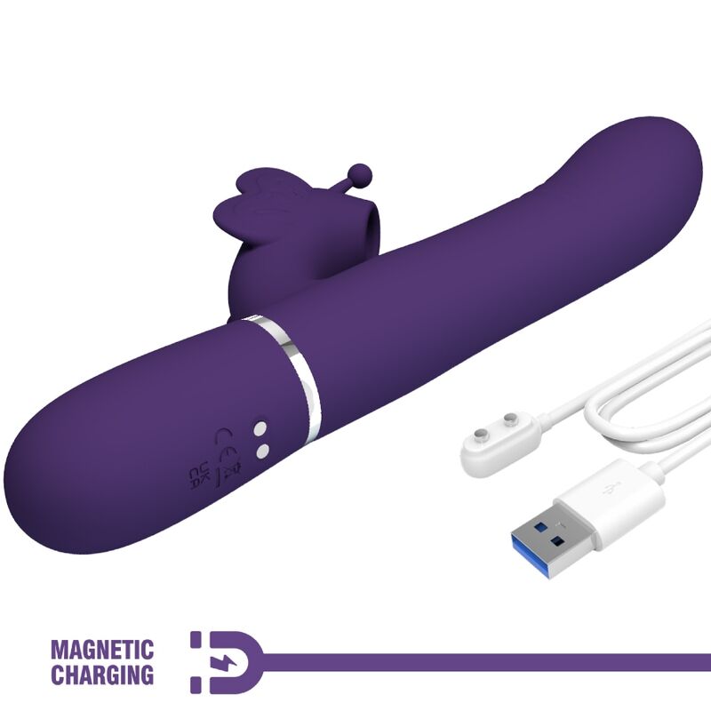 PRETTY LOVE - VIBRADOR MULTIFUNCIÓN 4 EN 1 CONEJO MARIPOSA MORADA