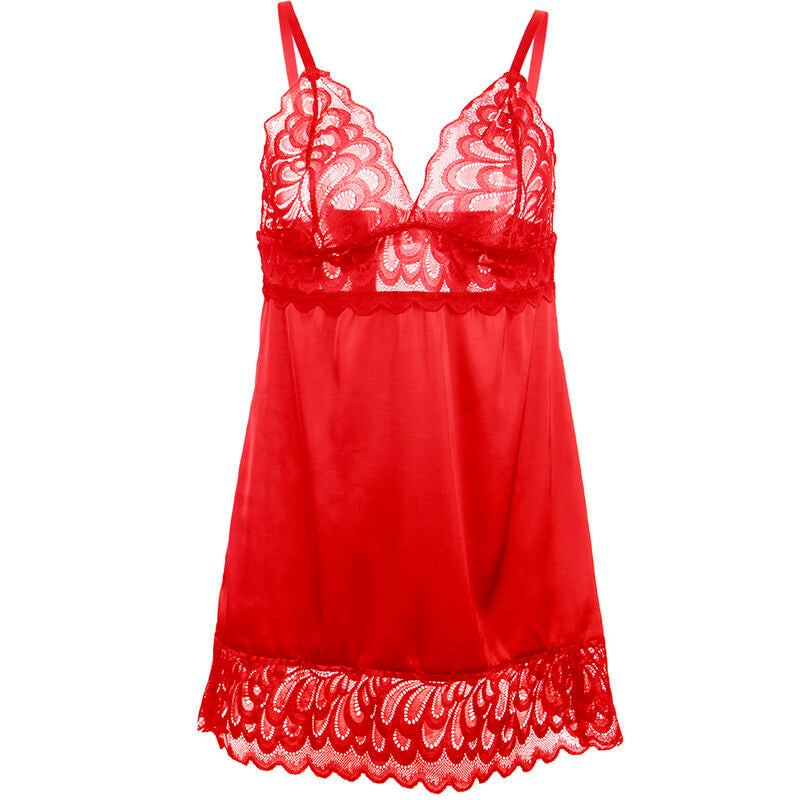 SUBBLIME - BABYDOLL EN SATIN AVEC DENTELLE ROUGE S/M