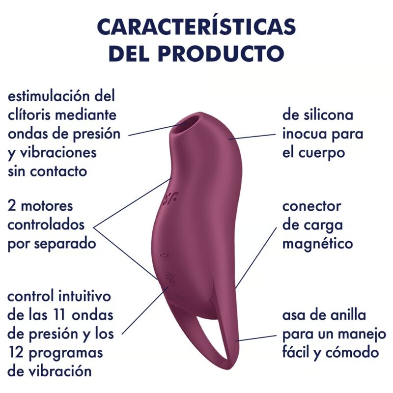 SATISFYER - ESTIMULADOR DE CLITORIS POCKET PRO 1 GRANATE