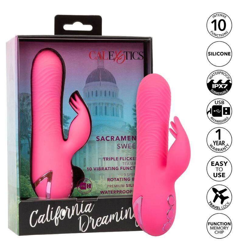 CALEXOTICS - VIBRADOR SACRAMENTO SWEETIE CONEJO ROSA DE CALIFORNIA DREAMING