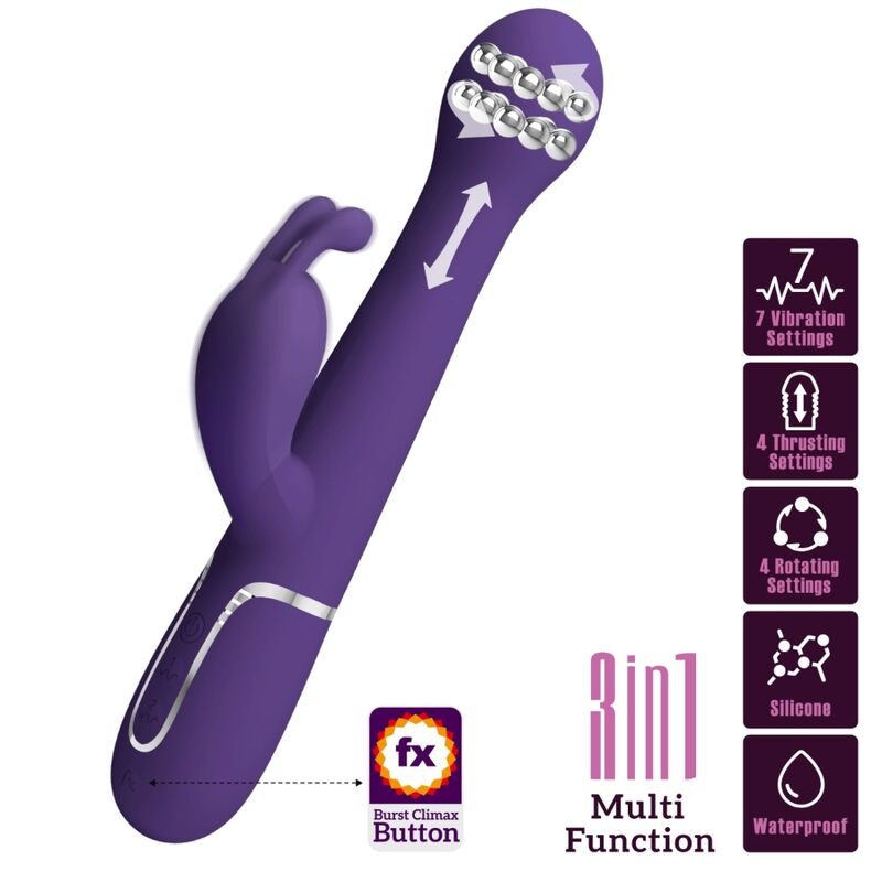 PRETTY LOVE - DEJON RABBIT VIBRADOR 3 EN 1 MULTIFUNCIÓN MORADO