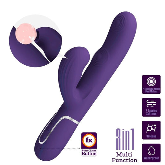 PRETTY LOVE - PERLITA VIBRATEUR G-SPOT 3 EN 1 MULTIFONCTION VIOLET