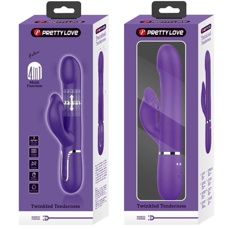 PRETTY LOVE - ZALIN BEADS VIBRATOR RABBIT 4 IN 1 PURPLE