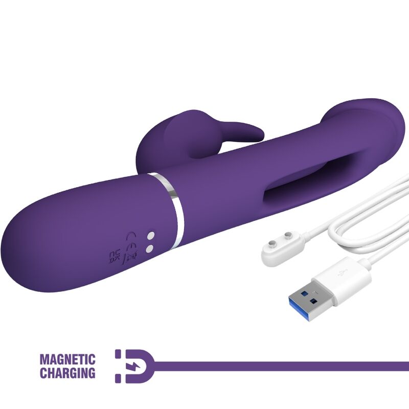 PRETTY LOVE - VIBRATEUR MULTIFONCTION 3 EN 1 KAMPAS RABBIT AVEC LANGUE VIOLET