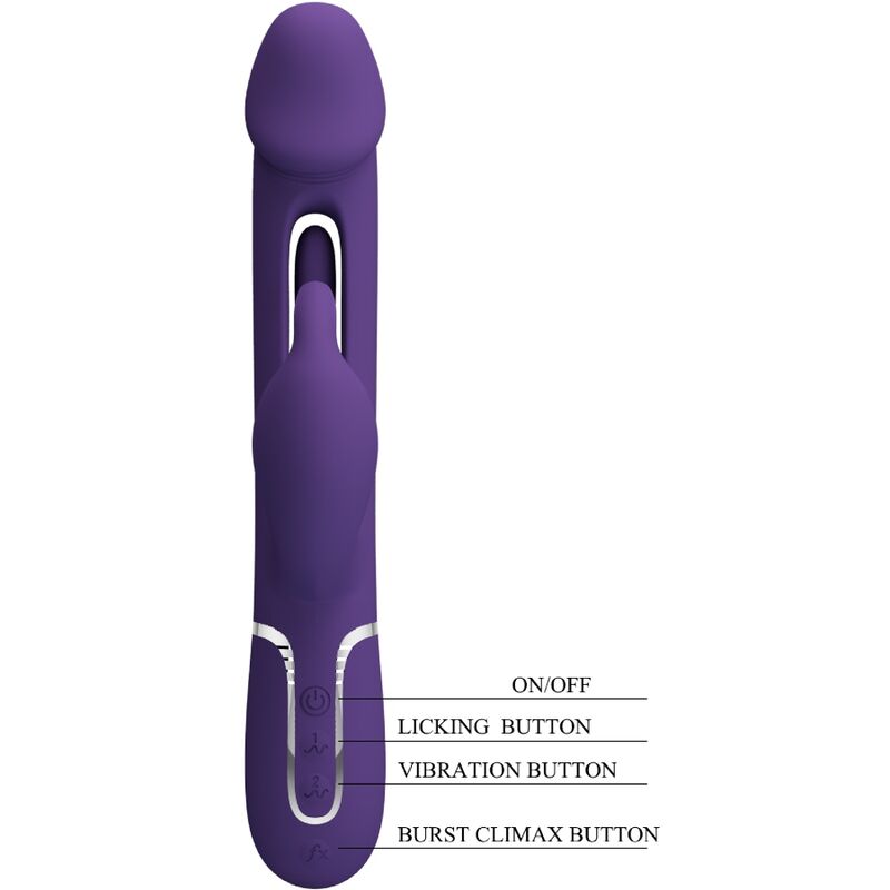 PRETTY LOVE - KAMPAS RABBIT VIBRADOR MULTIFUNCIÓN 3 EN 1 LENGUA MORADA