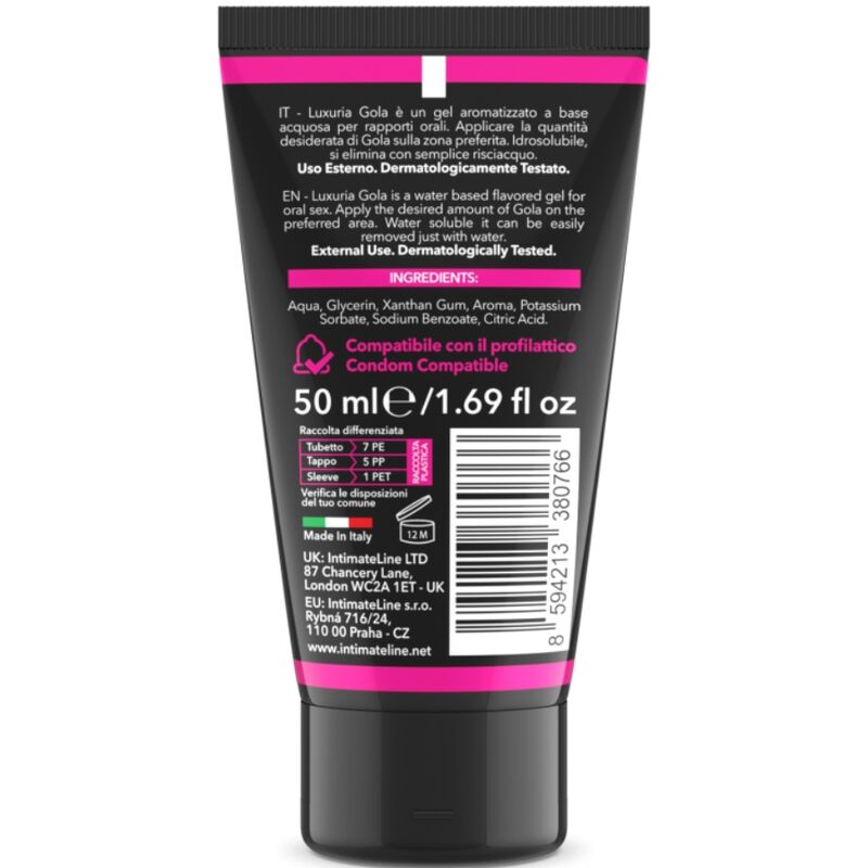 INTIMATELINE LUXURIA - CHERRY FLAVOR ORAL SEX GEL 50 ML