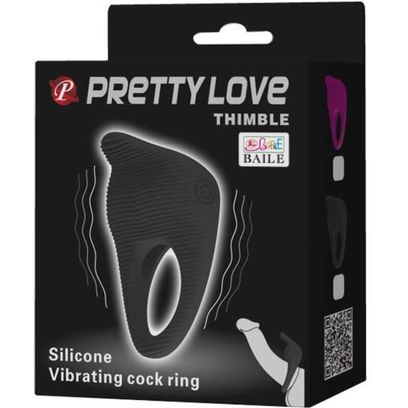 PRETTY LOVE - ANILLO VIBRADOR DEDAL NEGRO