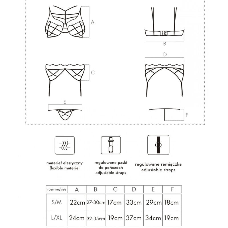 LC 20217 SOUTIEN-GORGE + CULOTTE + JARRETIÈRE S/M