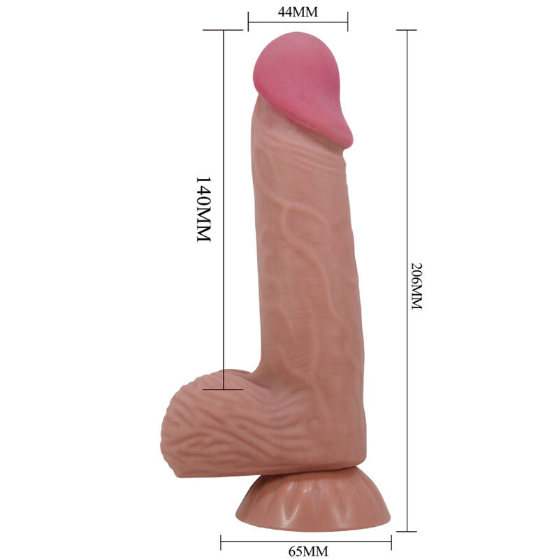 PRETTY LOVE - SLIDING SKIN SERIES REALISTIC DILDO WITH SLIDING SUCTION CUP BROWN SKIN 20.6CM