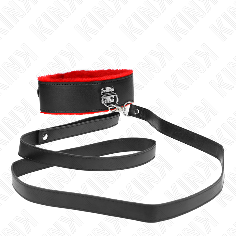 KINK - COLLAR CON CINTURÓN 116 CM CON PULSERA DE PIEL ROJA AJUSTABLE 40-48 CM X 6 CM