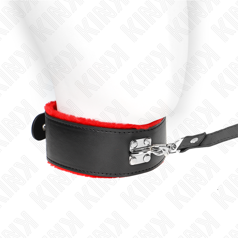 KINK - COLLAR CON CINTURÓN 116 CM CON PULSERA DE PIEL ROJA AJUSTABLE 40-48 CM X 6 CM