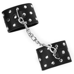 KINK - WRIST RESTRAINTS WITH SNAP CLOSURE FULL OF RIVETS BLACK ADJUSTABLE 19-24CM X 5.5CM