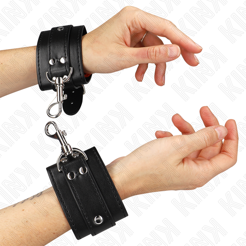 KINK - DUNGEON BLACK ADJUSTABLE LOCKING WRIST RESTRAINTS 21-28CM X 5.5CM