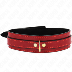 KINK - COLLAR AJUSTABLE ROJO VINO CON DETALLES DORADOS 29-42,5 CM X 4 CM