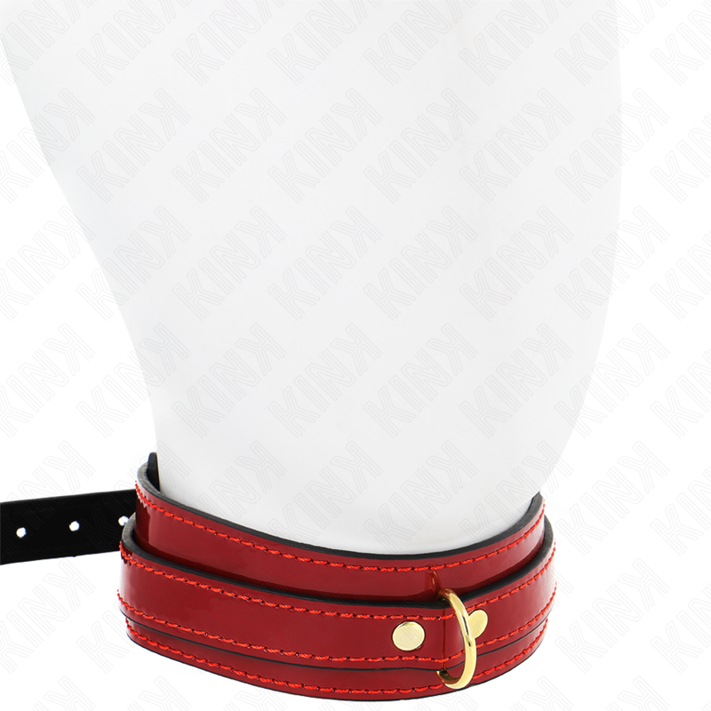 KINK - COLLAR AJUSTABLE ROJO VINO CON DETALLES DORADOS 29-42,5 CM X 4 CM