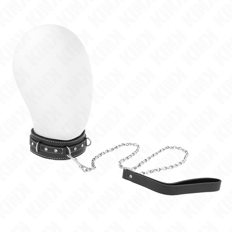 KINK - COLLIER EN CUIR PVC AVEC CEINTURE 105 CM RIVET STRASS 41,5 X 4 CM