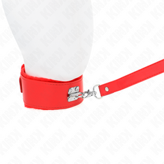 KINK - COLLAR CON CORREA 116 CM CON TACHUELAS PLATA MODELO 4 ROJO AJUSTABLE 40-48 CM X 6 CM