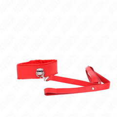 KINK - COLLAR CON CORREA 116 CM CON TACHUELAS PLATA MODELO 4 ROJO AJUSTABLE 40-48 CM X 6 CM