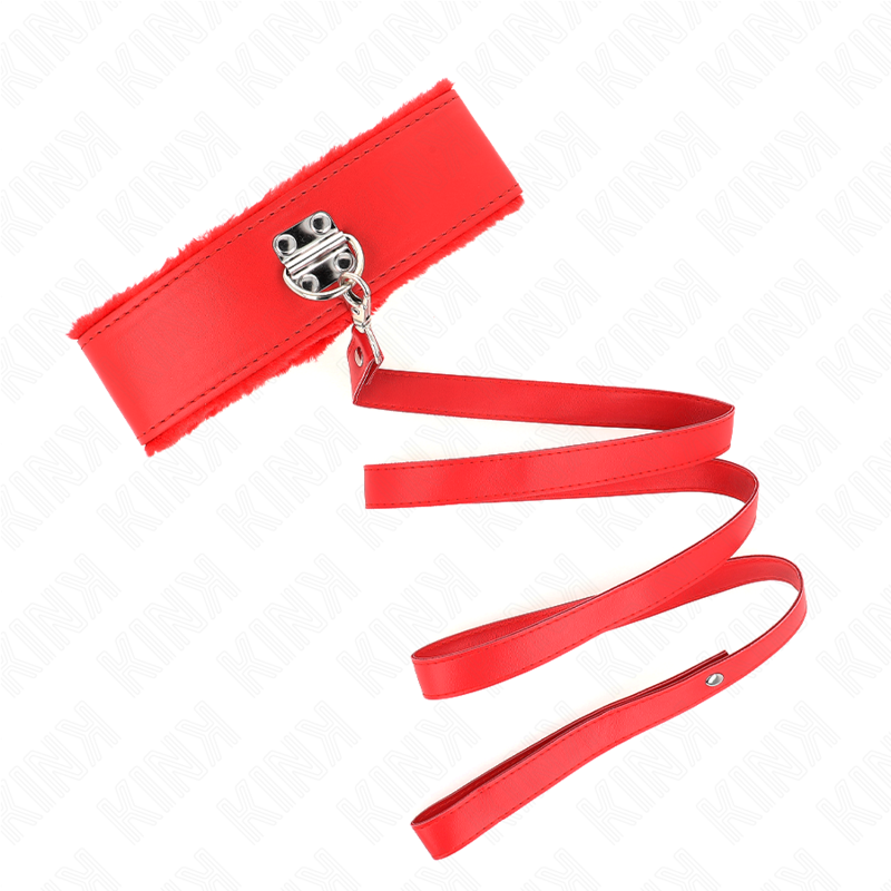 KINK - COLLAR CON CORREA 116 CM CON TACHUELAS PLATA MODELO 4 ROJO AJUSTABLE 40-48 CM X 6 CM