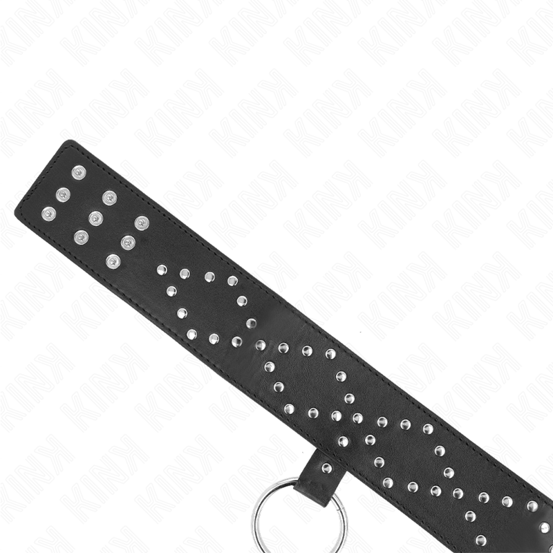 KINK - 65 CM COLLAR WITH LEASH WITH SILVER STUDS MODEL 3 ADJUSTABLE 36-43 CM X 5 CM