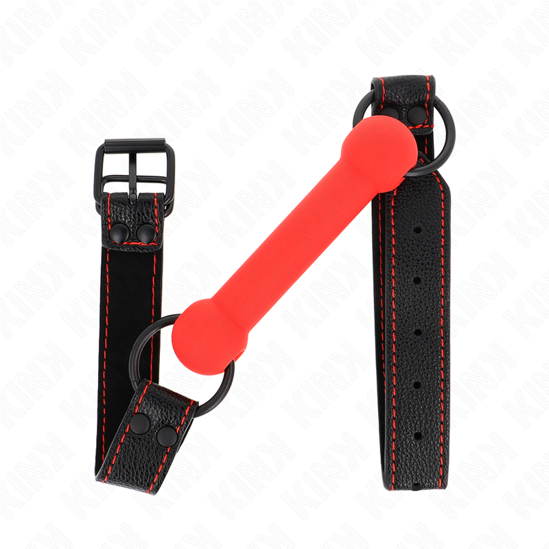 KINK - BONE GAG WITH ADJUSTABLE RED LEATHERETTE STRAP 41-57 CM