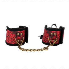 KINK - SCANDAL WRIST RESTRAINTS RED-BLACK LACE DETAILS 24.5CM X 6.5CM