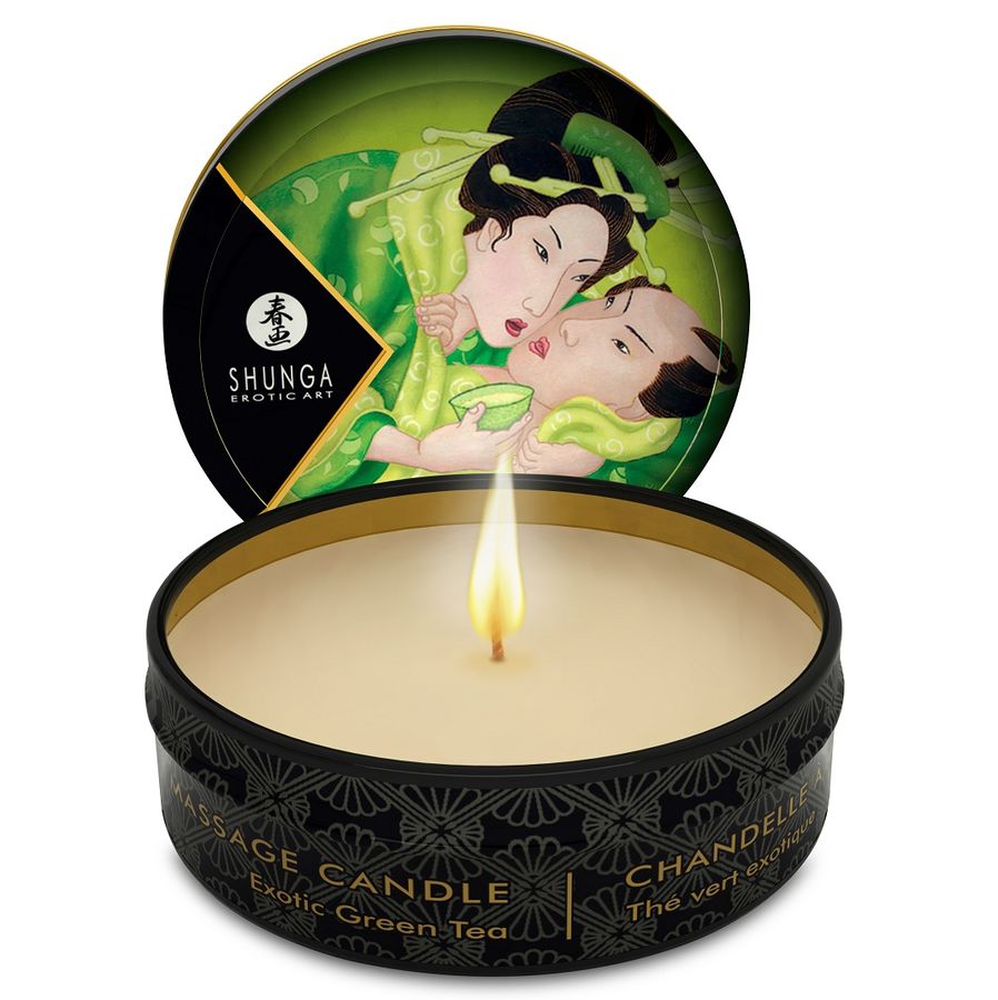 SHUNGA - MINI CARESSE WITH GREEN T MASSAGE CANDLE 30 ML