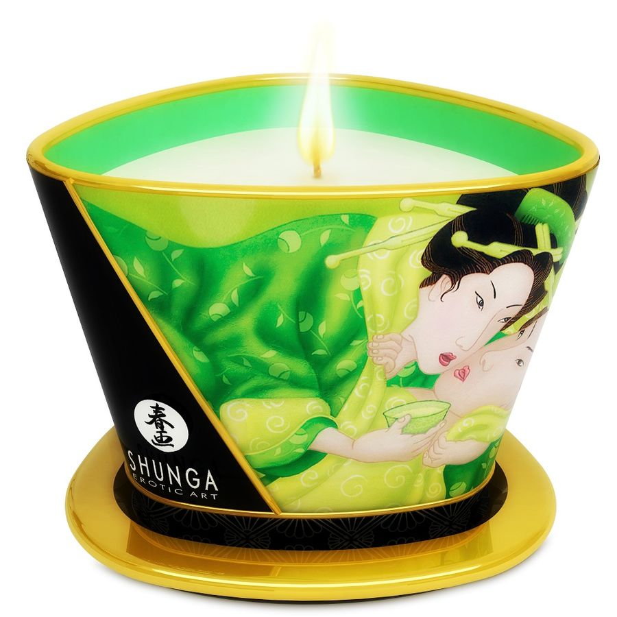 SHUNGA - MINI CARESSE WITH GREEN T MASSAGE CANDLE 170 ML