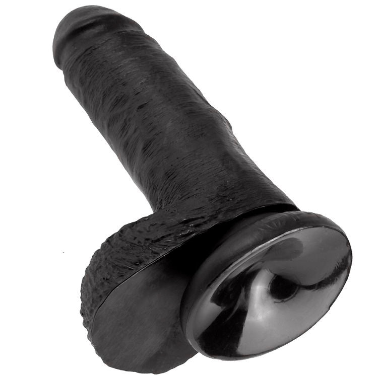 KING COCK - 7 BLACK DILDO WITH BALLS 17.8 CM