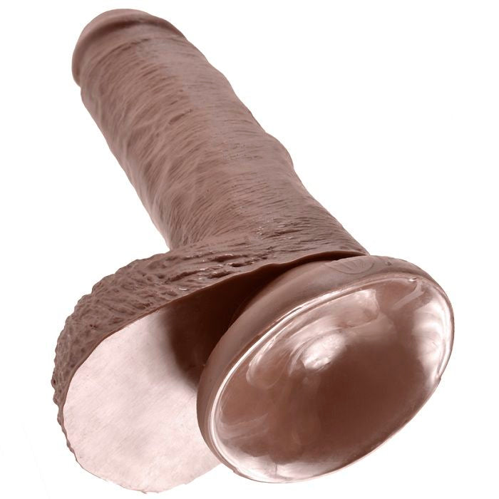 KING COCK - 7 DILDO MARRÓN CON BOLAS 17,8 CM