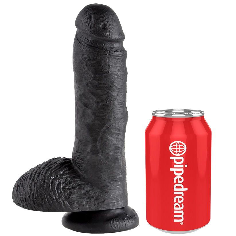 KING COCK - 8 BLACK DILDO WITH BALLS 20.3 CM