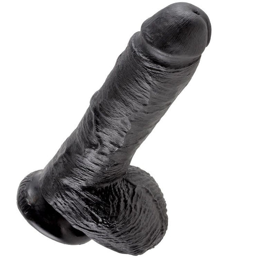 KING COCK - 8 BLACK DILDO WITH BALLS 20.3 CM