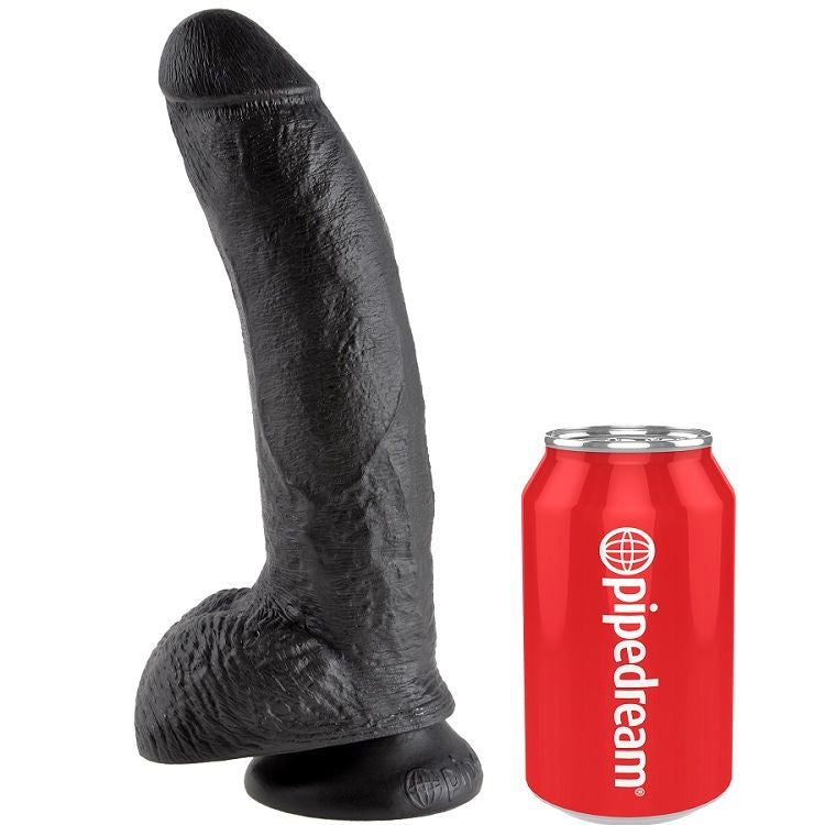 KING COCK - 9 BLACK DILDO WITH BALLS 22.9 CM