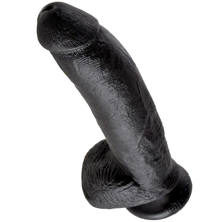 KING COCK - 9 BLACK DILDO WITH BALLS 22.9 CM