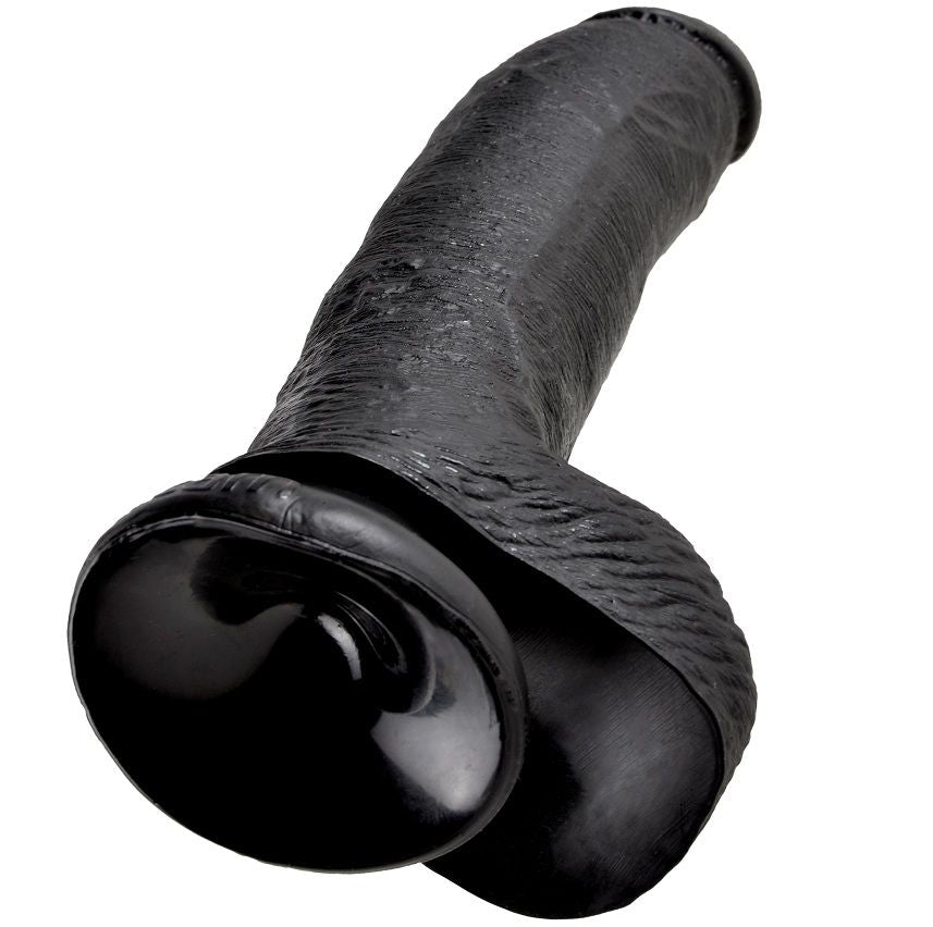 KING COCK - 9 BLACK DILDO WITH BALLS 22.9 CM