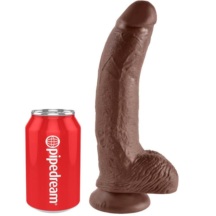 KING COCK - 9 DILDO MARRÓN CON BOLAS 22,9 CM