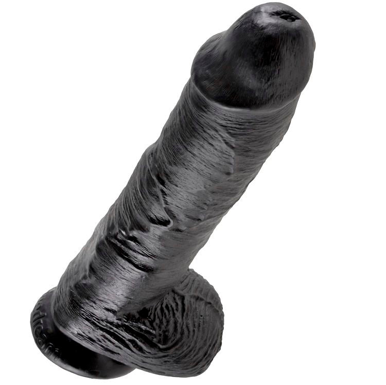 KING COCK - 10 BLACK DILDO WITH BALLS 25.4 CM