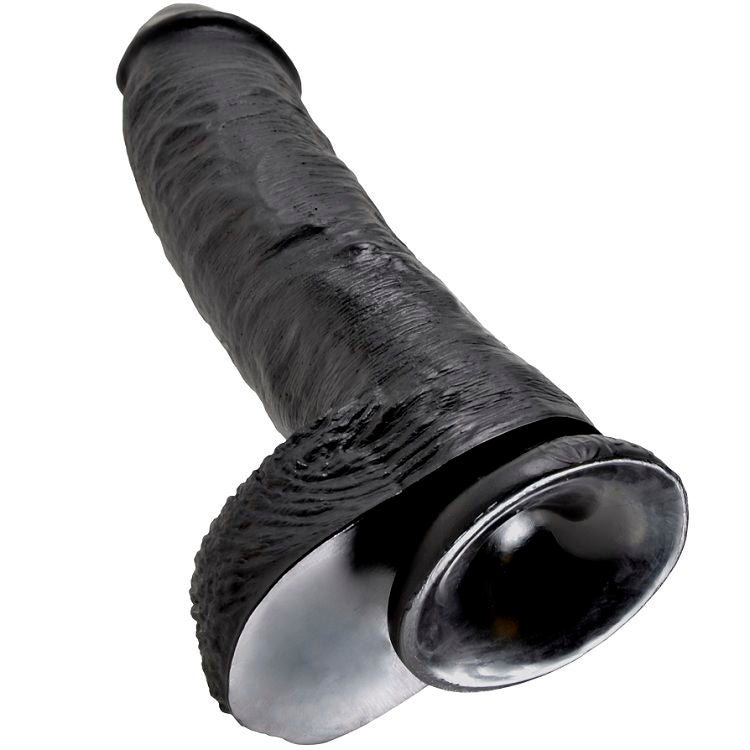 KING COCK - 10 BLACK DILDO WITH BALLS 25.4 CM