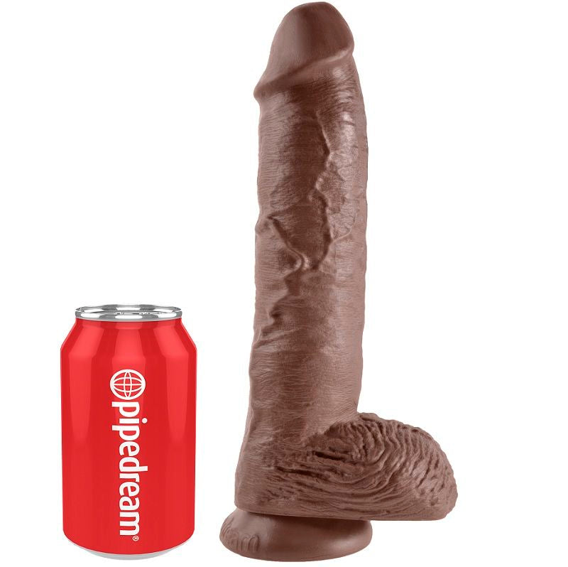 KING COCK - 10 BROWN DILDO WITH BALLS 25.4 CM