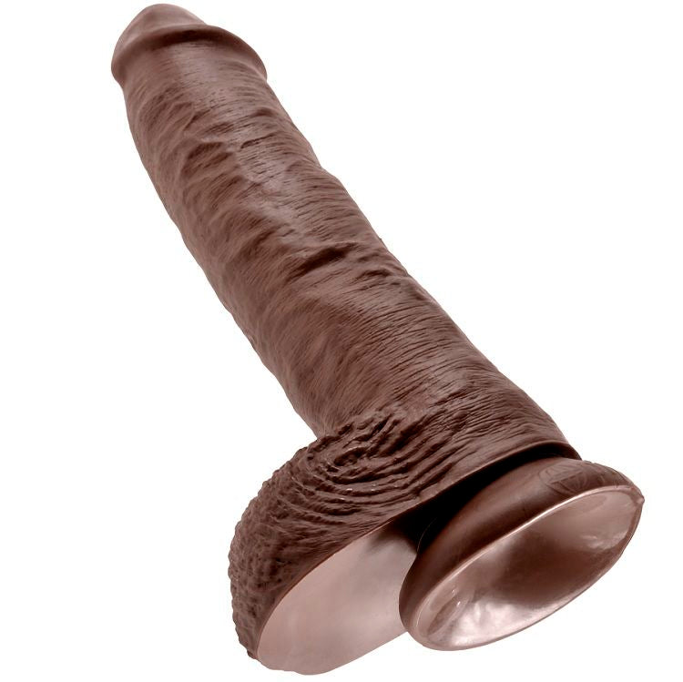 KING COCK - 10 BROWN DILDO WITH BALLS 25.4 CM