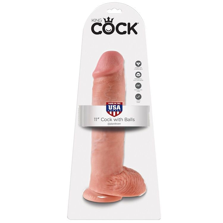 KING COCK - 11 DILDO FLESH WITH BALLS 28 CM