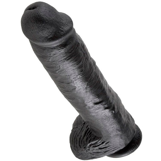 KING COCK - 11 BLACK DILDO WITH BALLS 28 CM