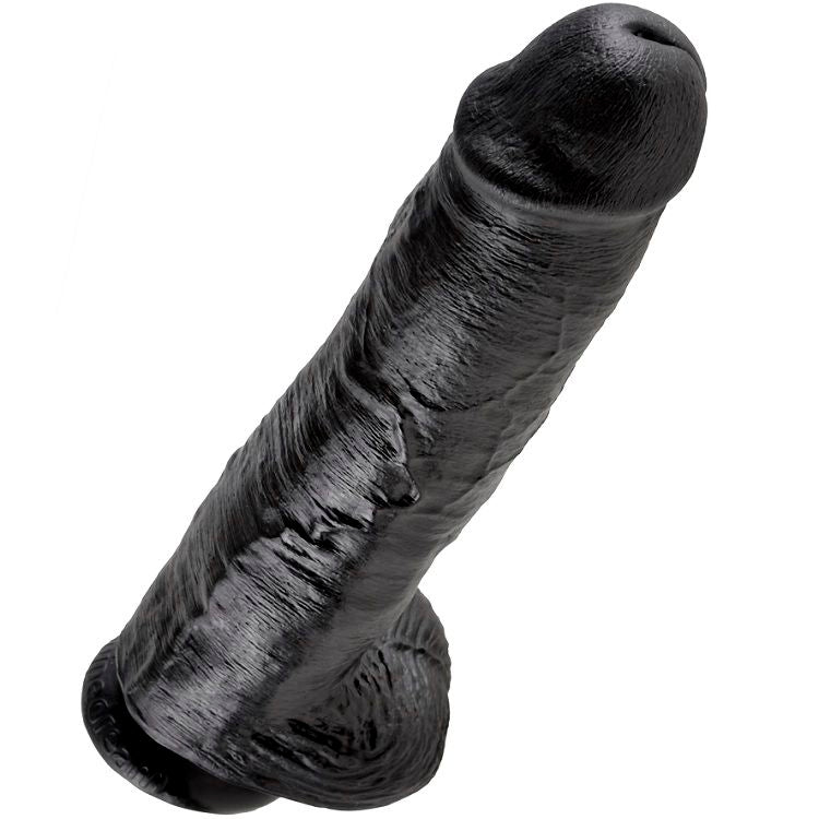 KING COCK - 11 BLACK DILDO WITH BALLS 28 CM