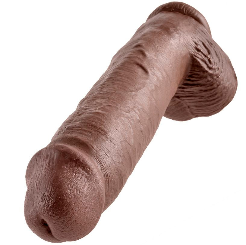 KING COCK - 11 BROWN DILDO WITH BALLS 28 CM