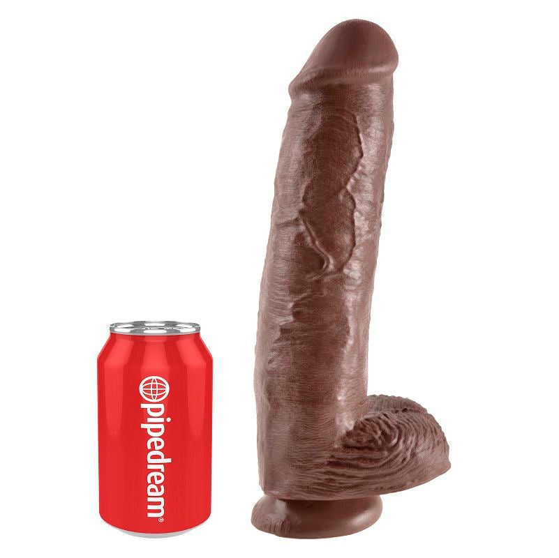 KING COCK - 11 BROWN DILDO WITH BALLS 28 CM