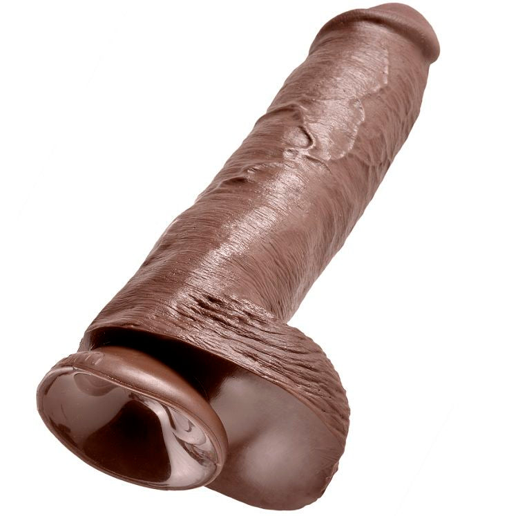 KING COCK - 11 BROWN DILDO WITH BALLS 28 CM