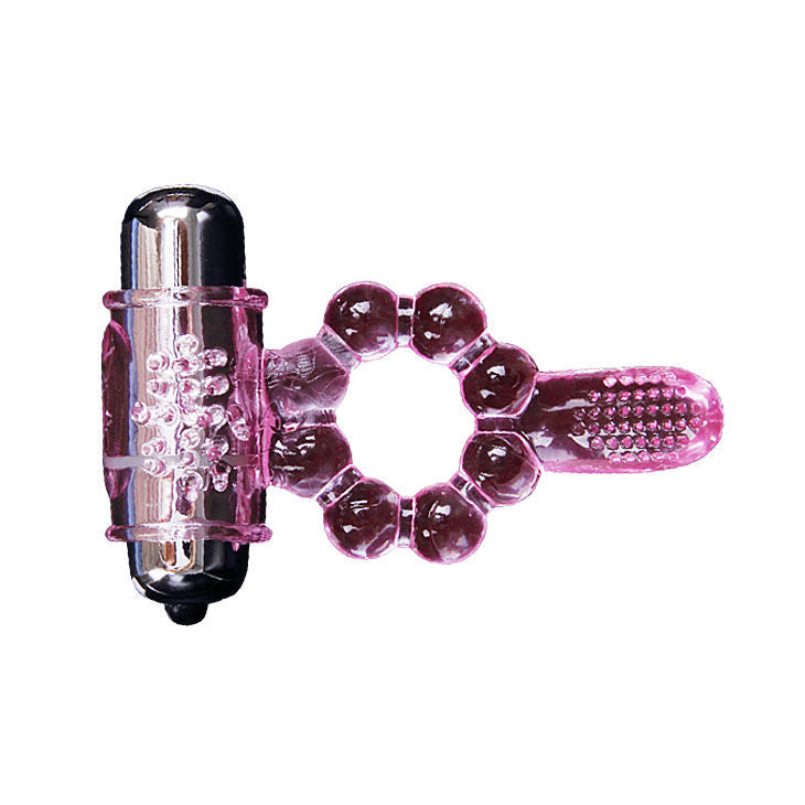 BAILE - ANILLO DE SILICONA 10 RITMOS DE LENGUA CON VIBRACIÓN ROSA