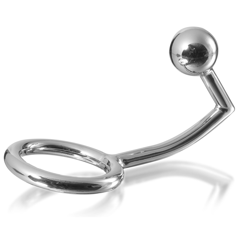 METAL HARD - COCK RING WITH ANAL INTRUS HOOK 40MM