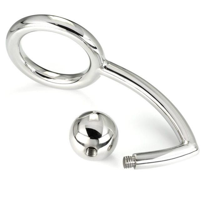 METAL DURO - ANILLO PARA EL PENE CON GANCHO ANAL INTRUSO 45MM