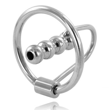 METAL HARD - GLANS RING WITH URETHRAL PLUG 28MM